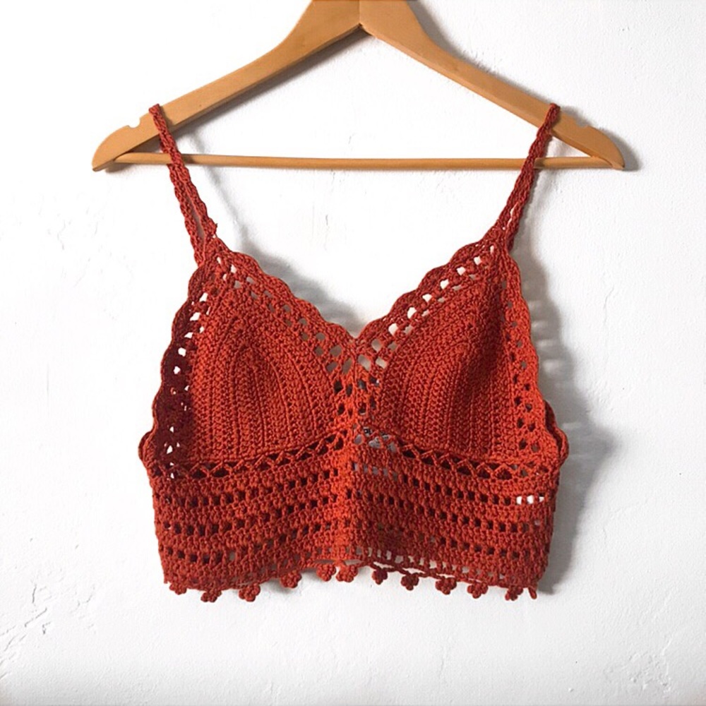 NWT Rust Red Crochet Crop Top